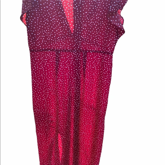 Amuse Society red polka dot maxi dress with slit; size large - Picture 6 of 7